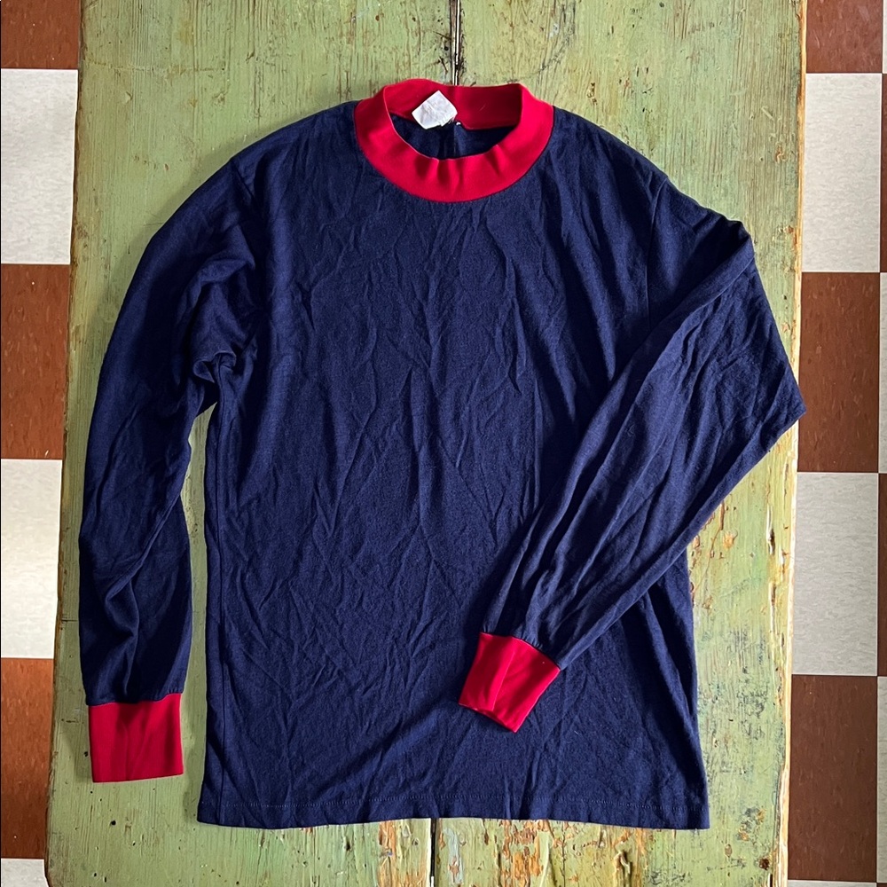 Vintage JCPenney Navy and Red Long Sleeve Tee